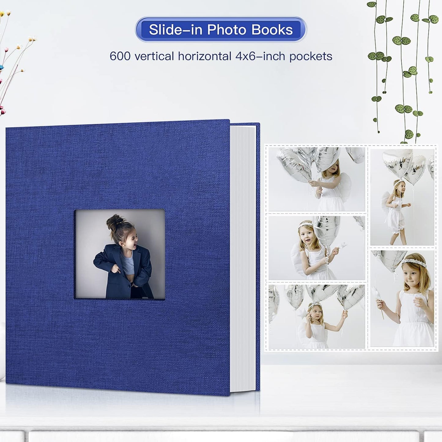 popotop Photo Album 4x6-600 Photos Photo Books with 600 Horizontal and Vertical Pockets,Linen Cover Albums for Family Wedding Anniversary Baby Vacation Pictures