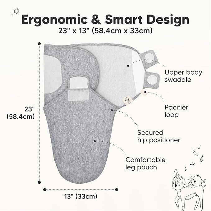 KeaBabies 3-Pack Organic Baby Swaddle Sleep Sacks - Swaddles for Newborns, Infant 3-6 Months, Baby Girls, Boys, Soft & Snug Newborn Sleep Sack, Nursery Swaddling Blankets (Cloud, L)