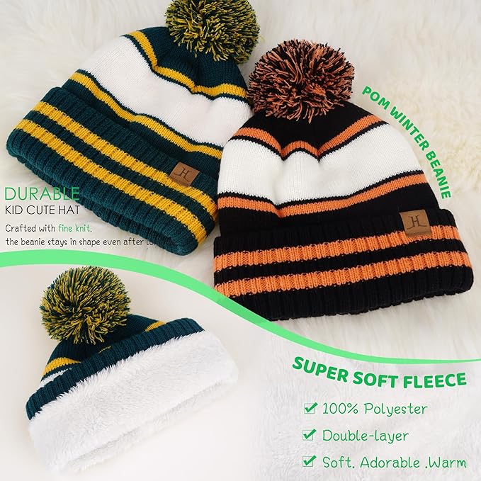 FZ FANTASTIC ZONE Kids Toddler Winter Hat Beanie with Warm Fleece Ski Baby Hats for 2-7 Years Skull Cap Baby Boys Girls Gifts