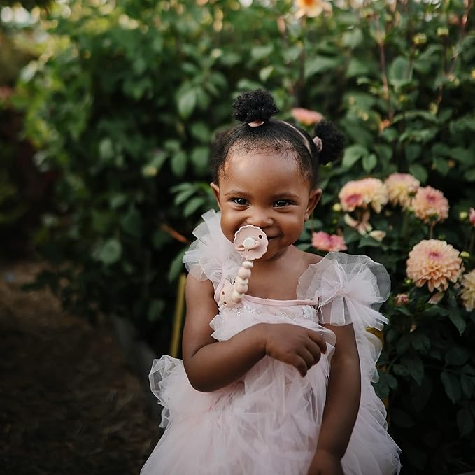 FRIGG Daisy SilkySoft Silicone Baby Pacifier | Made in Denmark | BPA-Free (Biscuit/Lily Pad, 0-6 Months)