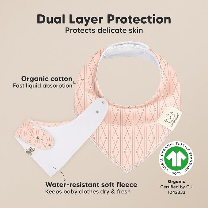 10-Pack Organic Baby Bandana Bibs for Girls - Super Absorbent Triangle Baby Bibs for Drooling and Teething Infant, 100% Cotton Extra Soft for Newborn, Infant 0-36 Months (Prism)