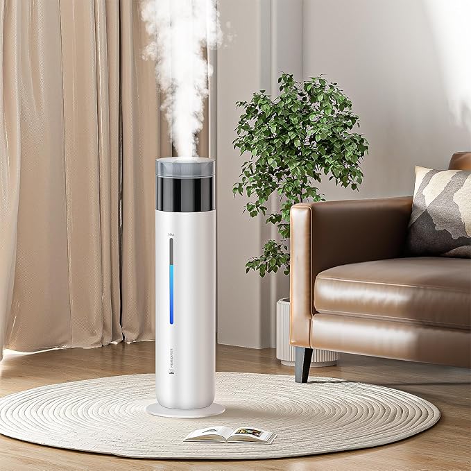 10L/2.6Gal Smart Humidifiers for Bedroom Large Room up to 600ft², 100H Runtime Cool Mist Top Fill, Ultra Quiet 30dB, Auto Control, Essential Oil Tray, Perfect for Bedroom, Office, Baby, White