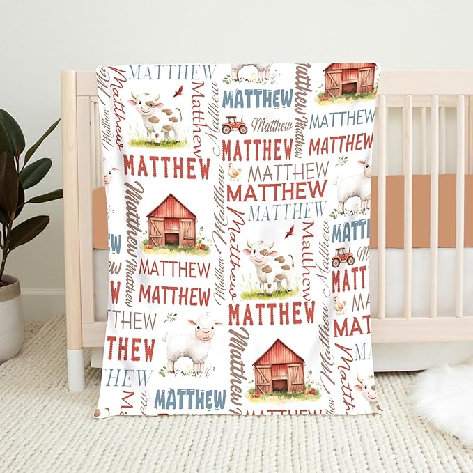 Personalized Baby Blanket - Custom With Name for Girls and Boys, Super Soft Plush Fleece, Personalized Gifts for Newborn