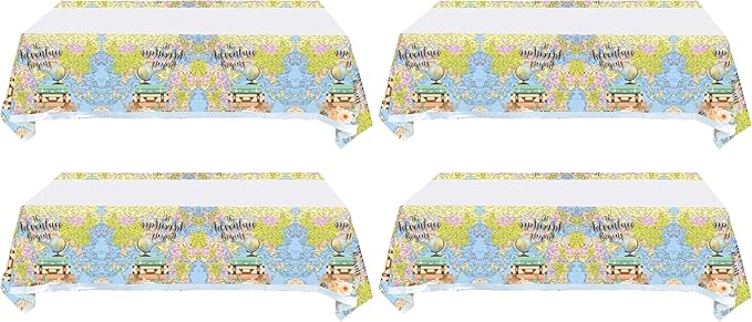 2 Pcs Adventure World Awaits Tablecloth, The Adventure Begin Birthday Party Supplies Decorations–Adventure Party Table Cover (70.9" x 42.5") (Pack of 2)