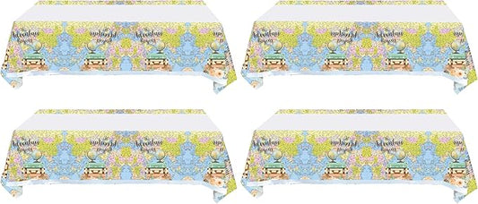 2 Pcs Adventure World Awaits Tablecloth, The Adventure Begin Birthday Party Supplies Decorations–Adventure Party Table Cover (70.9" x 42.5") (Pack of 2)