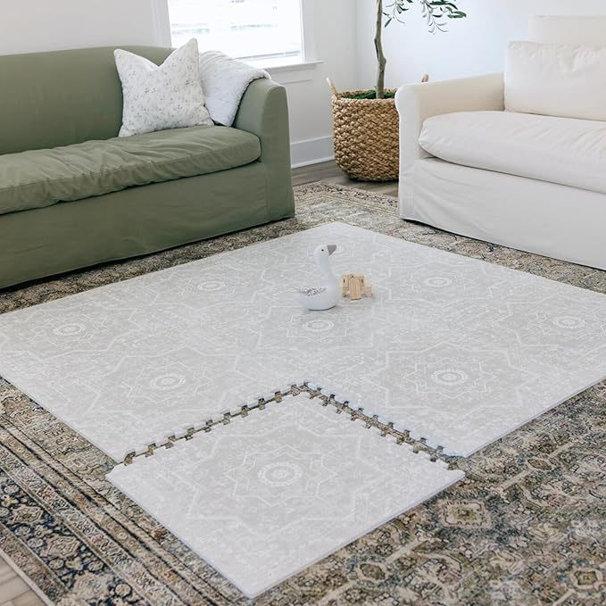 Baby Play Mat for Floor - Layla (4x6ft) - Premium EVA Foam Play Mat for Babies & Toddlers (Ages 0-5+) - Non-Toxic Playmat for Tummy Time, Crawling & Playroom - Stylish & Comfortable