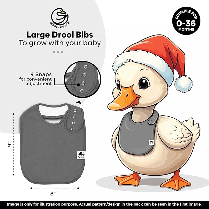3 Pack Baby Bibs for Boys & Girls | Cotton, Absorbent Drooling & Teething Bib | Thick, Adjustable Snap-on
