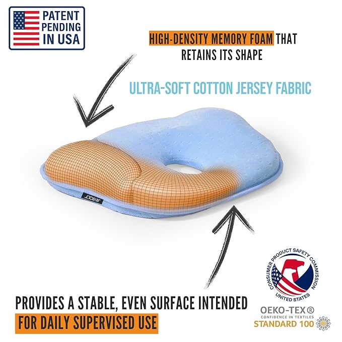 Memory Foam Baby Pillow,Cute Cartoon Soft and Cozy Pillow, Breathable Bedding Set for Infants for Small Boys and Girls