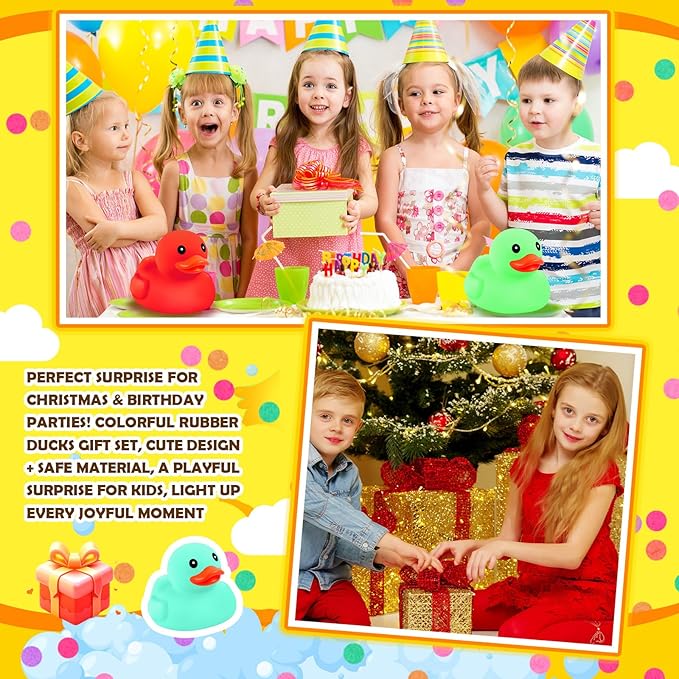 Lenwen 12 Pcs 5 Inch Rubber Ducks No Hole Waterproof Multicolor Large Duck Bath Toy with Sealed Plug Without Hole Bathtub Floating Bath Duck for Birthday Party Decoration Gift Swimming Pool