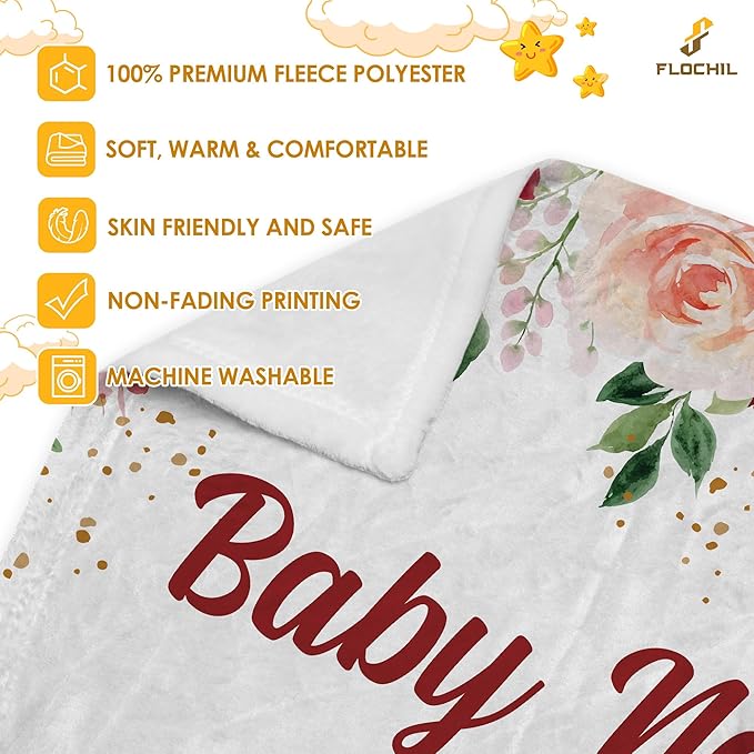 FLOCHIL Personalized Baby Blanket for Girls, Custom Baby Blanket with Name, Customized Baby Products, Gift for Baby, Newborn, Baby Shower (Sloth)
