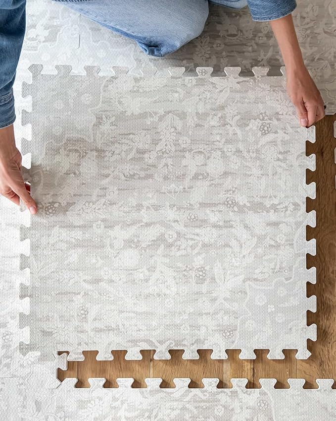 House of Noa Baby Play Mat – 4x6 Laurel Emile – Set of 6 Tiles – Cushioned EVA Foam Play Mat for Floor, Soft Interlocking Baby Crawling Mats for Hard Floors