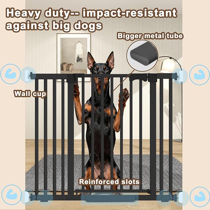 41" Extra Tall Baby Gate for Big Dog No Jumping Over, 30-32.6" Wide Pet Safety Gate Indoor for Doorways No Drilling,Auto Close Child Puppy Gates for Stairways Pressure Mounted (Black)