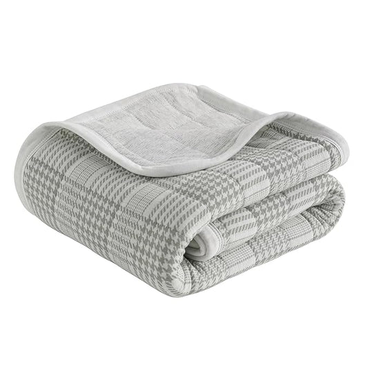 NTBAY Jersey Cotton Quilted Toddler Blanket, Breathable and Warm for Boys and Girls Baby Blanket, 30x40 Inches, Grey Grid