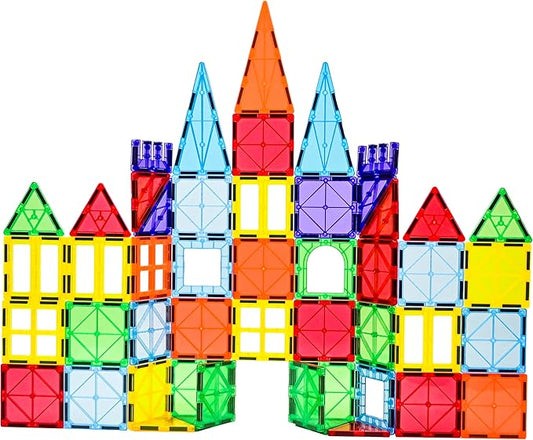 FNJO Magnetic Tiles, 110PCS Magnet Building Set, Magnetic Building Blocks,Construction STEM Learning and Playing Toys for Kids, Montessori Toy for Preschool Boys Girls Toddlers Classroom Must-Haves