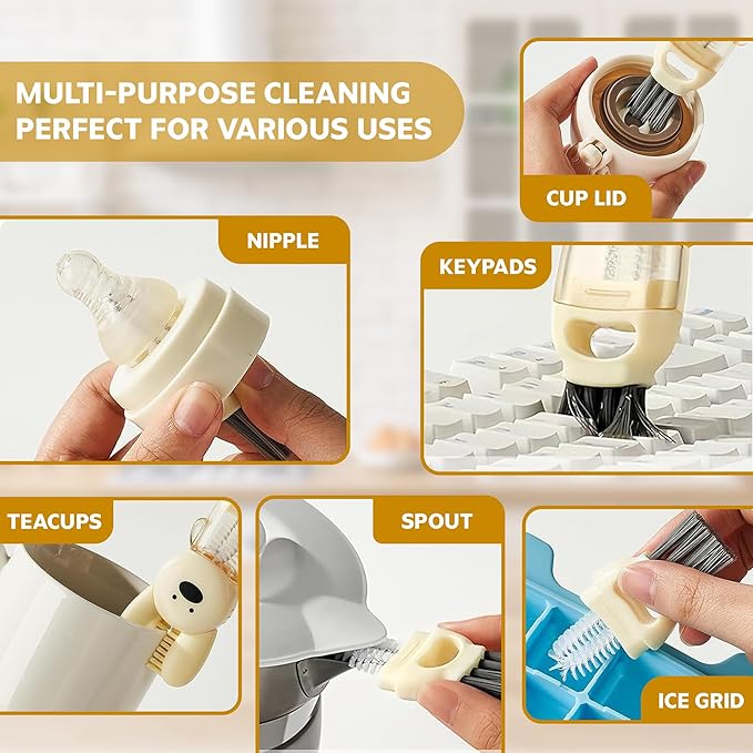 Cup Lid Cleaning Brush, 3 in 1 Cup Cleaner Brush New Multifunctional Lid Cleaner Lid Brush Cleaning Tool Multipurpose Bottle Gap Cleaner Brush Red