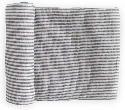 Little Unicorn Premium Cotton Swaddle Baby Blanket | Breathable Fabric | for swaddling, Play, Nursing & More (Grey Stripe)
