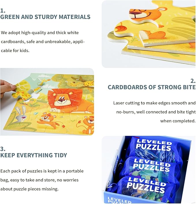 TOI Leveled Puzzles for Kids Aged 3 and Up, Toddler Puzzle Preschool Learning Jigsaw Puzzles, Large Pieces Educational Game for Boys Girls, Cognitive Story Step 3