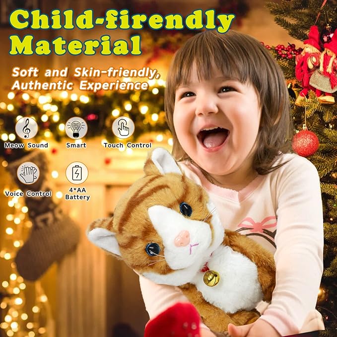 Interactive Plush Toys, Stuffed Toy, Stuffed Animal Toy, Walking Toys, Light Irradiative Sound Control Electronic Cats Robot Pets Gift for Children