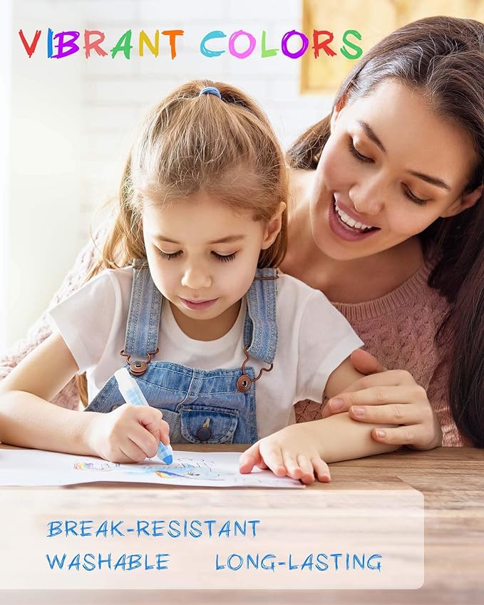 NewFamily Dustless Chalk for Kids, Colored Sidewalk Chalk With Holder,Non-Toxic Washable Toddlers Chalks Drawing Writing for Outdoor Art Play,Blackboard(12 Pcs)