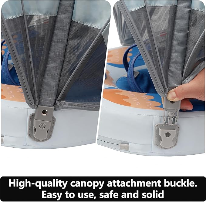 Mambobaby Floats with Canopy &Tail, Mambobaby Pool Float for Pool Add Tail Avoid Flip Swim Trainer Baby Swimming Float for Toddler Boys Girls(B53036WF0006-BB06)