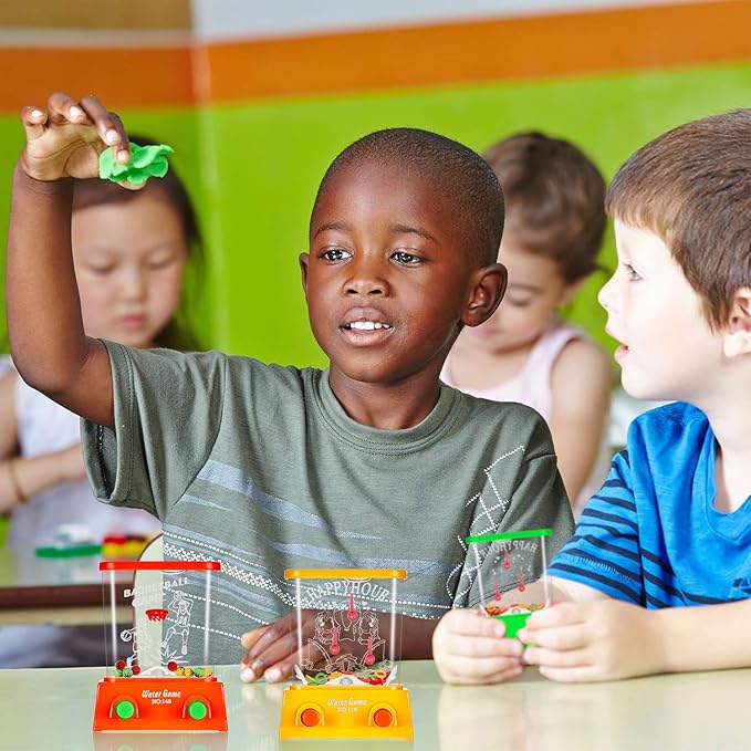 Sumind 10 Pieces Handheld Water Game for Kids Mini Water Ring Toss and Basketball Hoop Toy 90s Retro Mini Games for Goodie Bags Stuffers Birthday Return Gifts Classroom Rewards(Bright,Classic Style)