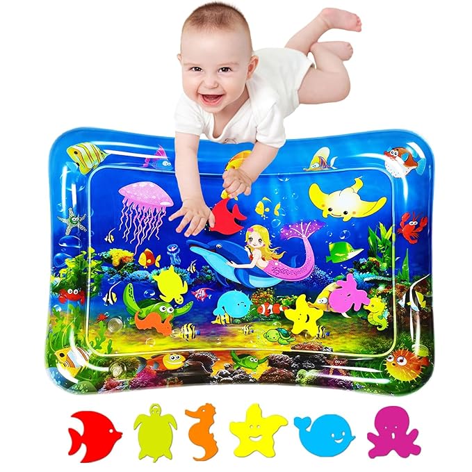 Water mat Infant Toys, Inflatable Tummy Premium Water mat Baby and Toddlers is The Perfect Fun time Play Activity Center Your Baby's Stimulation Growth （27.5x20 in).