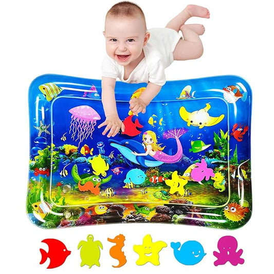 Water mat Infant Toys, Inflatable Tummy Premium Water mat Baby and Toddlers is The Perfect Fun time Play Activity Center Your Baby's Stimulation Growth （27.5x20 in).