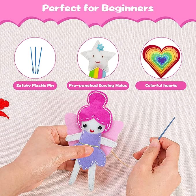 FYXGZZH Kids Beginner Sewing Kit – DIY Stuffed Craft Set with Pre-Cut Felt, Plastic Needle & Embroidery Thread, Educational Arts & Crafts for Boys & Girls Ages 6-12