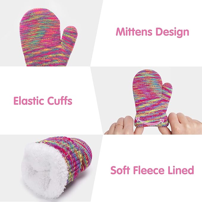 Kids Toddlers Winter Beanie Hats Gloves Neck Scarf Set Mittens Gifts for 0 6 12 Months 1 2 3 4-8 Year Old Baby Girls Boys