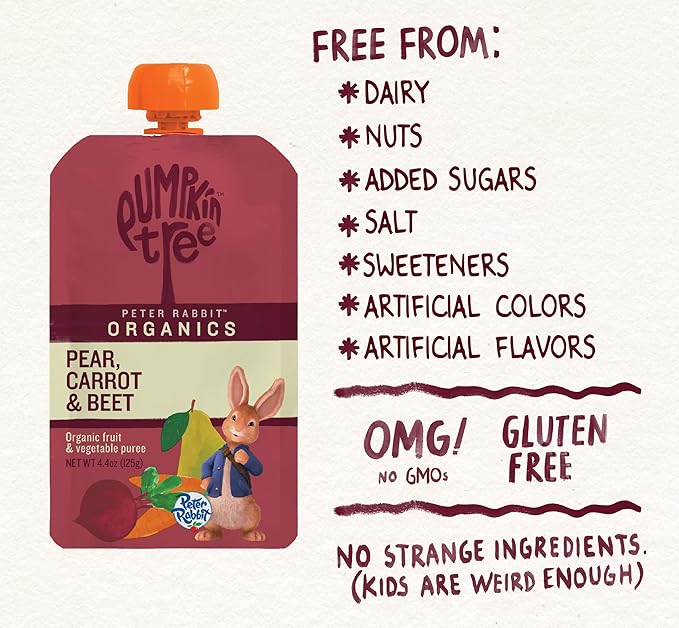 Pumpkin Tree Peter Rabbit Organics Beet, Carrot and Pear, 4.4 Ounce (Pack of 10)