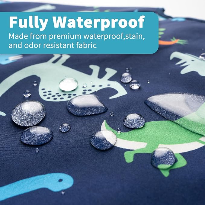 Long Sleeve Bibs For Babies 6-24 Months Full Coverage Shirt Bib for Baby Boys Girls Waterproof Smock Bibs with Sleeves Toddler Mess Free Bib for Eating with Pocket, 3 Pack