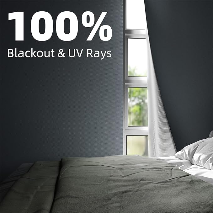 NIGHTON Portable Blackout Curtains 120"×57" Strong Hook and Loop Tape Strips with Adhesive,Black Out Shades That can be Cut,100% Blackout Material Blackout Blinds for Baby Nursery or Travel Use-Gray
