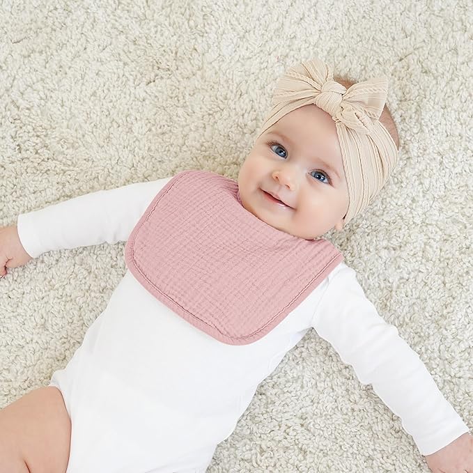 100% Cotton Muslin Baby Bibs 10-Pack Baby Drool Bibs for Unisex Baby Toddlers Infant Newborns Drooling and Teething