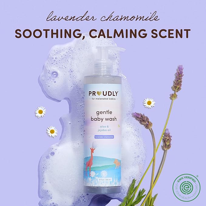 PROUDLY Gentle Baby Wash by Gabrielle Union & Dwyane Wade, for Black & Brown Babies & Dry, Sensitive Skin, Tear-Free, pH Balance, Lavender Chamomile, 3-Pack (9 oz each)