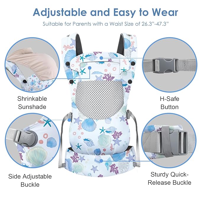 Infant Baby Front Carrier, Toddler Body Carrier, 7-66 Lbs Ergonomic Design, Lumbar Support, Lightweight Baby Chest Carriers (3-36 Months)