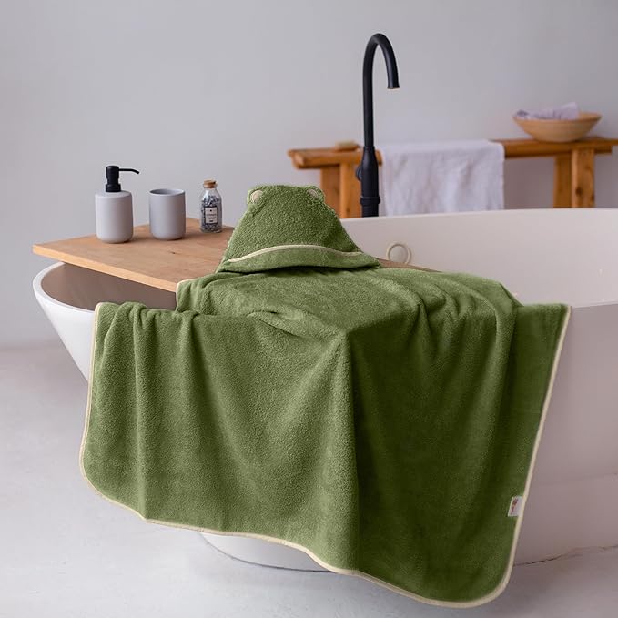 Premium Toddler Towels with Hood - Extra Soft Rayon from Bamboo Toddler Bath Towel (Olive)