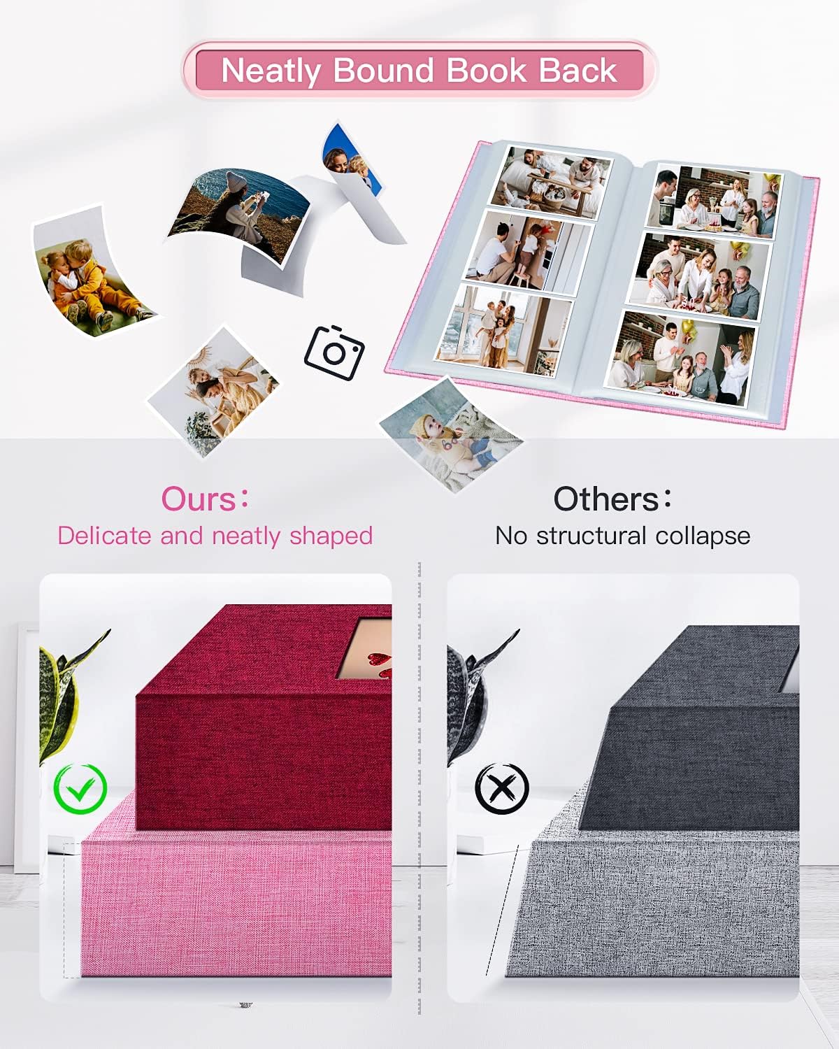 popotop Photo Album 4x6-300 Photos Linen Cover Photo Books with 300 Horizontal Pockets,Slip-in Picture Albums for Family Wedding Anniversary Baby Vacation Pictures