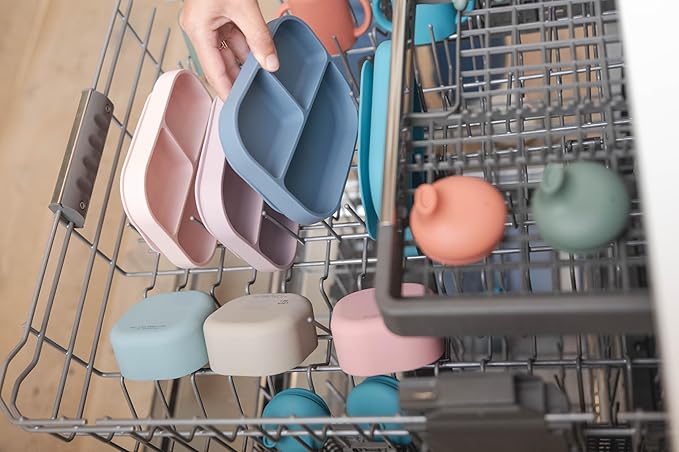 Bella Tunno Little Bites Bundle Baby Feeding Set with Bowl, Plate, Utensils, Cup, Lids; Baby Led Weaning Supplies; 100% Food-Grade Silicone (Circus Fun)