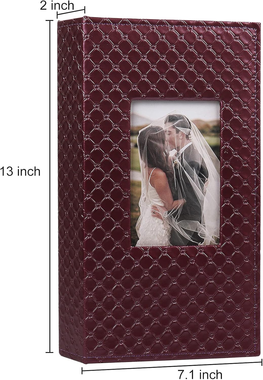 RECUTMS 4x6 Photo Book - Premium Leather Black Inner Page Album - 300 Pocket Family & Wedding Photo Album - Christmas & Birthday Gift (Wine Red)