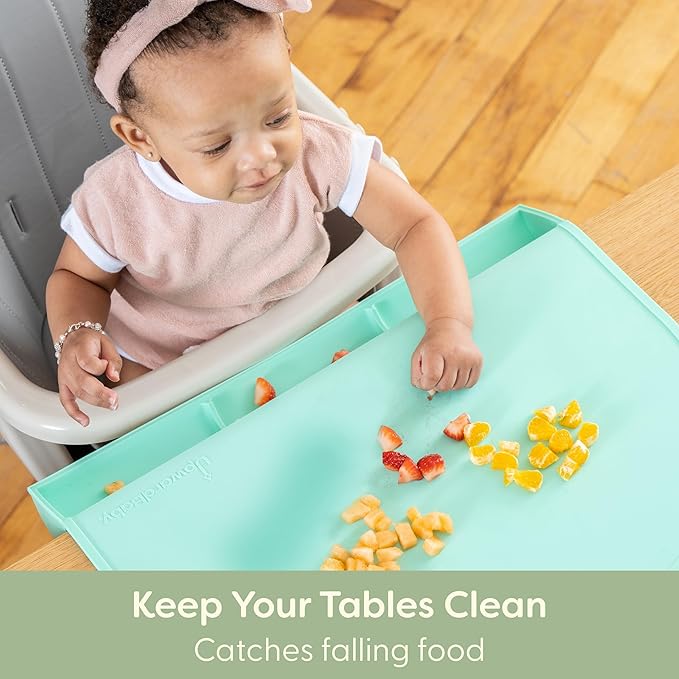 UpwardBaby Silicone Placemats for Toddlers - Gray, Food-Catching Rectangular - Non-Slip Suction Baby Eating Mat & Feeding Placemat, BPA-Free Dishwasher Safe