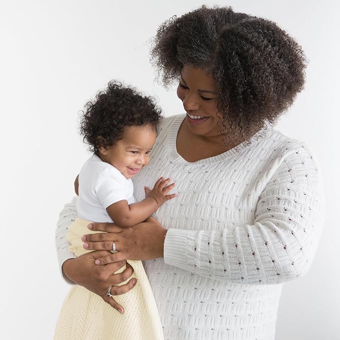 Amazing Baby Cellular Blanket, Premium Cotton, Ultra Soft, Breathable, Cozy Gift for Baby Boys and Girls, Favorite Toddler Blanket, 44 x 44 inches (112 x 112 cm), Soft Yellow