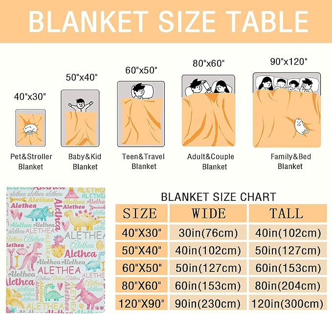 Personalized Dinosaur Baby Blanket with Name - Custom Swaddle Blanket for Toddlers, Infants, Kids & Newborns - Nursery Stroller Crib Decor Throw Birthday Gift