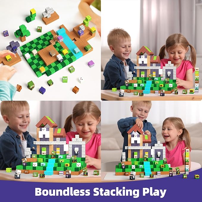 GobiDex 100PCS Magnetic Blocks Game-Based Kid Building Toys for Boys Girls 3+, Build MagWonder World with Zomblock Magnets Cubes, Upgraded STEM Game Sensory Gift for Birthday
