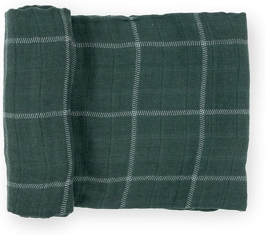 Little Unicorn Premium Cotton Swaddle Baby Blanket | Breathable Fabric | for swaddling, Play, Nursing & More (Evergreen Plaid)
