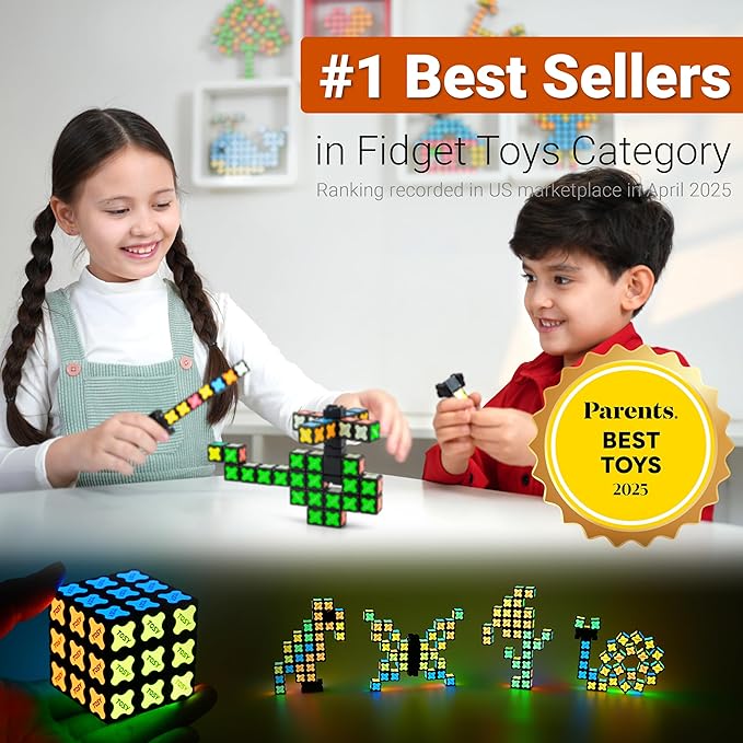 TOSY Magnet Cube 3x3 - 30 Blocks, 240 Magnets, Multipurpose: Creative Building Blocks, Transformable Fidget Spinner, Puzzle/Infinity Cube, Christmas Stocking Stuffers, Glowing STEM Toy, 2-Pack