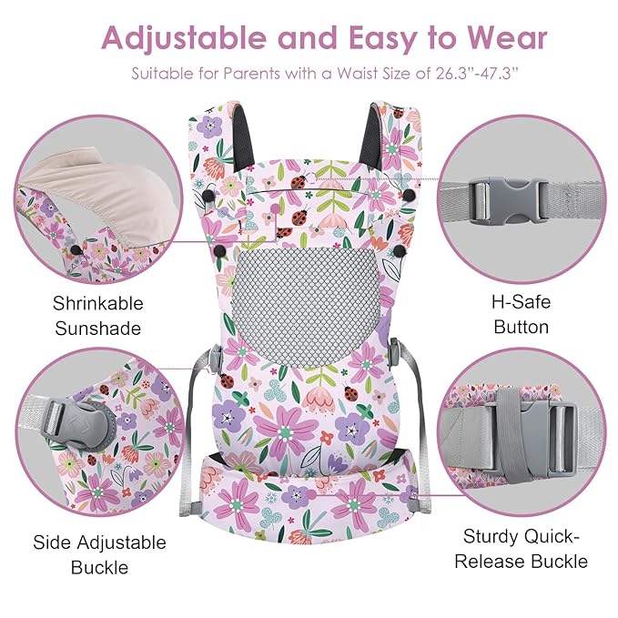 Infant Baby Front Carrier, Toddler Body Carrier, 7-66 Lbs Ergonomic Design, Lumbar Support, Lightweight Baby Chest Carriers (3-36 Months)