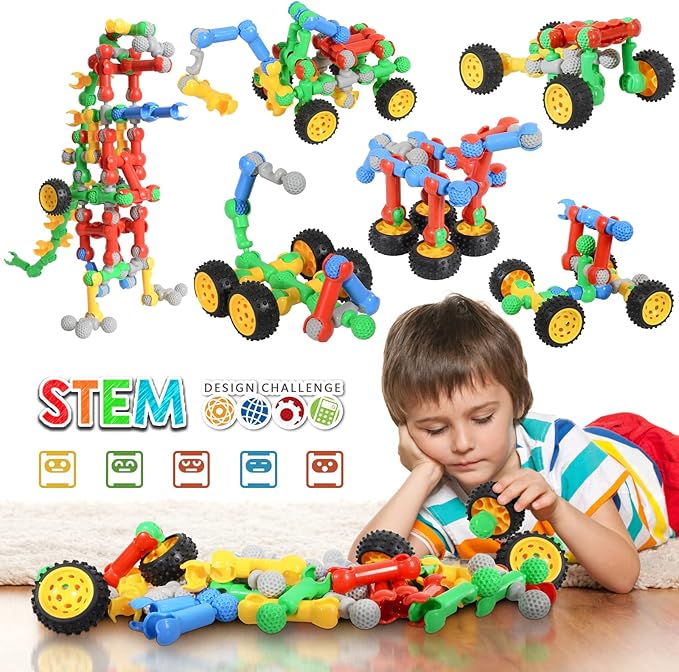 ZOZOPLAY 160 Pcs Connector Blocks Set, STEM Plastic Connector Toys for Kids 3+, Educational Colorful Building Blocks, Engineering Creative Game, Best Preschool Learning Gift for Boys & Girls