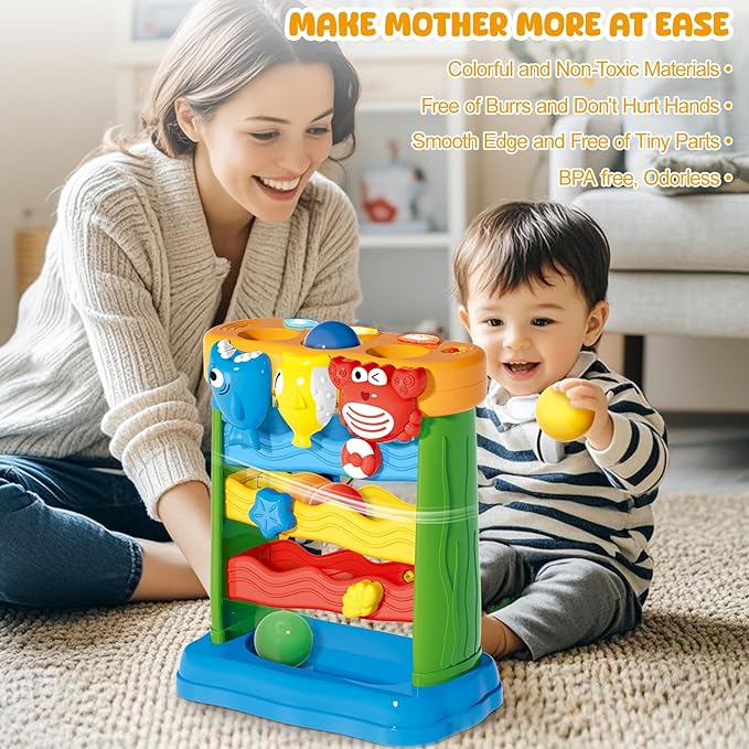 Toys for 1 2 3 Years Old Boys & Girls, Toddler Musical Toy for 6-12-18-24 Months, Interactive Montessori Toys with Light & Sound,Christmas Birthday Gifts for Baby Age 1-2 Years Old