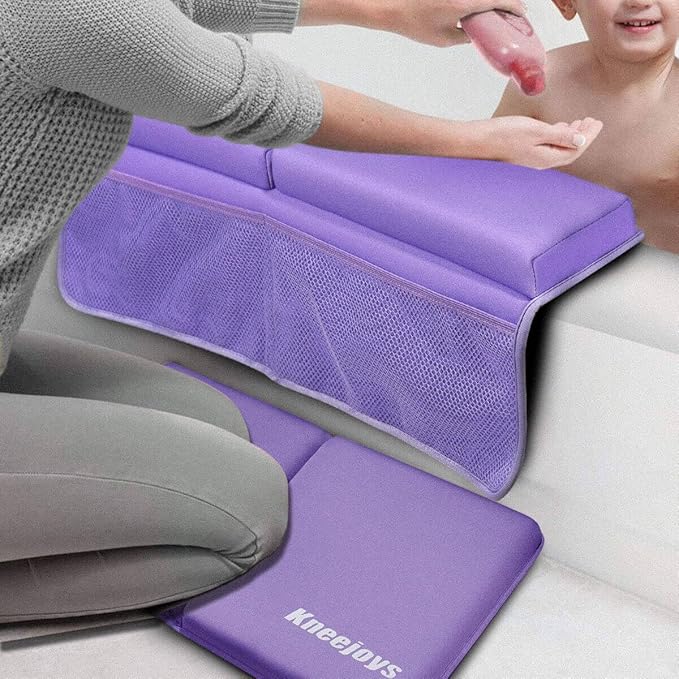 Bath Kneeler and Elbow Rest Pad for Baby - Memory Foam Kneeling Mat for Tub and Bath Toy Organizer