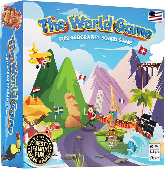 The World Game - Fun Geography Board Game - Educational Game for Kids & Adults - Cool Learning Gift Idea for Teenage Boys & Girls, 2-5 Players